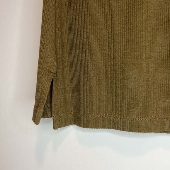 Scotch & Soda Ribbed Long MocNeck Tank.  Sz 1 Moss Green - Picture 4 of 10